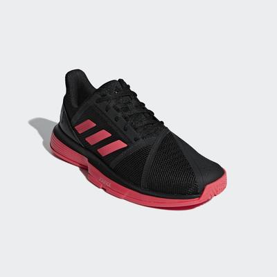 Adidas Mens CourtJam Bounce Tennis Shoes - Core Black/Shock Red - main image