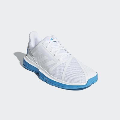 Adidas Mens CourtJam Bounce Tennis Shoes - White/Turquoise - main image