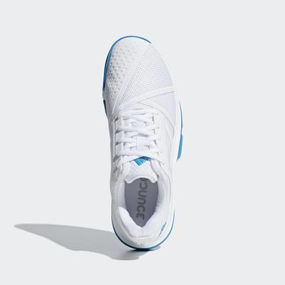 Adidas Mens CourtJam Bounce Tennis Shoes - White/Turquoise - main image