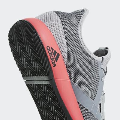 Adidas Mens Adizero Defiant Bounce Tennis Shoes - Light Granite/Shock Red - main image