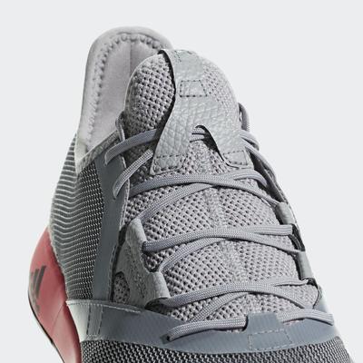 Adidas Mens Adizero Defiant Bounce Tennis Shoes - Light Granite/Shock Red - main image