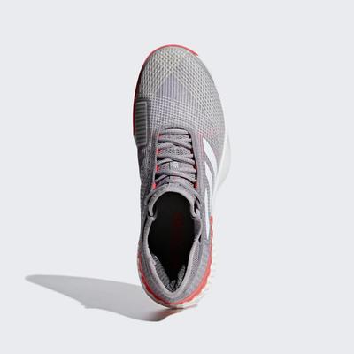 Adidas Mens Adizero Ubersonic 3 Tennis Shoes - Light Granite/White/Shock Red - main image
