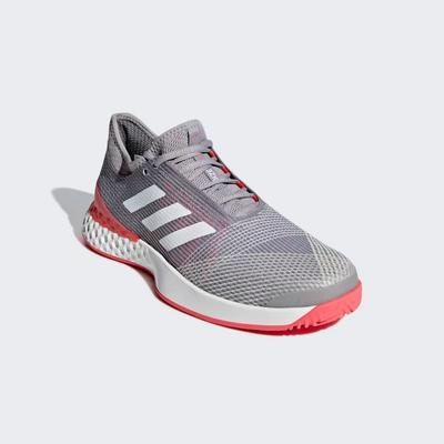 Adidas Mens Adizero Ubersonic 3 Tennis Shoes - Light Granite/White/Shock Red - main image
