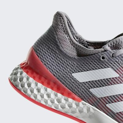 Adidas Mens Adizero Ubersonic 3 Tennis Shoes - Light Granite/White/Shock Red - main image