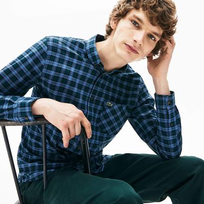 Lacoste Mens Check Cotton Shirt - Blue - main image
