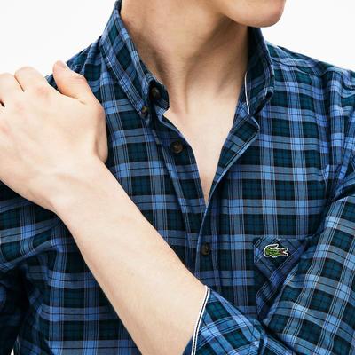Lacoste Mens Check Cotton Shirt - Blue - main image