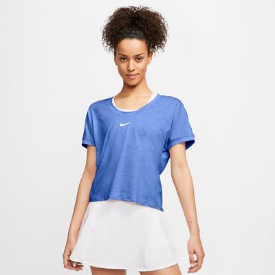Nike Womens Dry Elevated Essential Short Sleeve Top - Royal Pulse/White - main image
