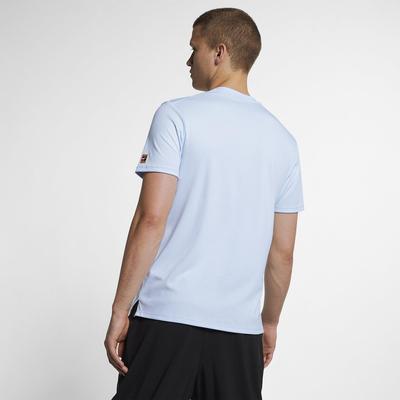 Nike Mens Heritage Tennis Top - Half Blue/White