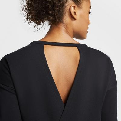 Nike Womens Yoga Long Sleeved Top - Black/Dark Smoke - main image