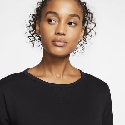Nike Womens Yoga Long Sleeved Top - Black/Dark Smoke - main image