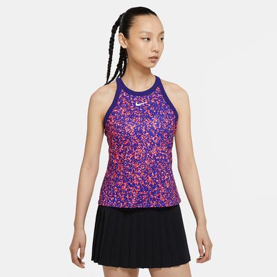 Nike Womens Dri-FIT Printed Tennis Tank - Purple/White