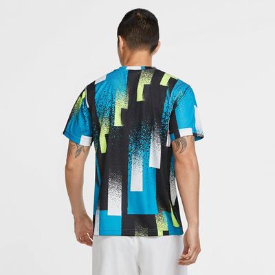 Nike Mens Dri-FIT Printed Tennis Top - Topaz Mist/Black/White - main image