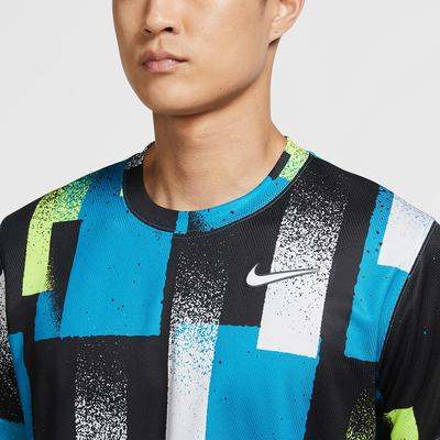 Nike Mens Dri-FIT Printed Tennis Top - Topaz Mist/Black/White - main image