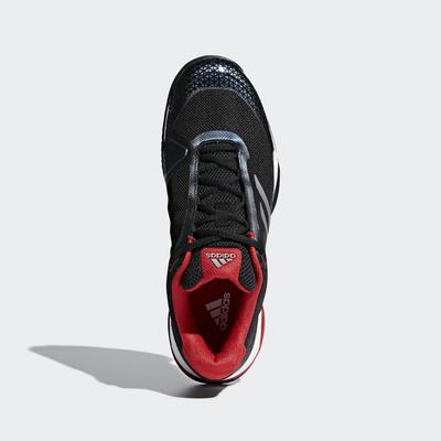Adidas Mens Barricade Club Tennis Shoes - Core Black/Matte Silver/Red - main image