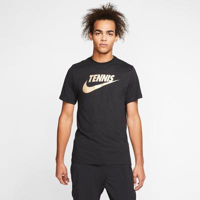 Nike Mens Dri-FIT Tennis T-Shirt - Black/Metallic Gold - main image