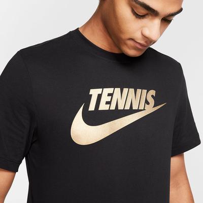 Nike Mens Dri-FIT Tennis T-Shirt - Black/Metallic Gold - main image