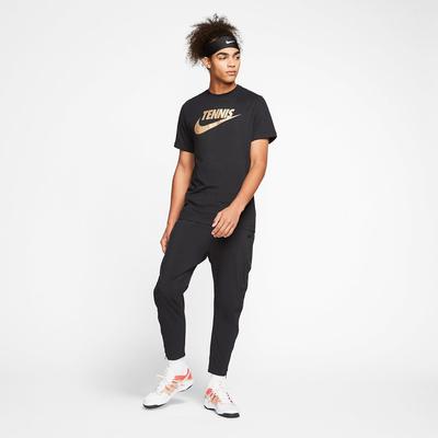 Nike Mens Dri-FIT Tennis T-Shirt - Black/Metallic Gold - main image