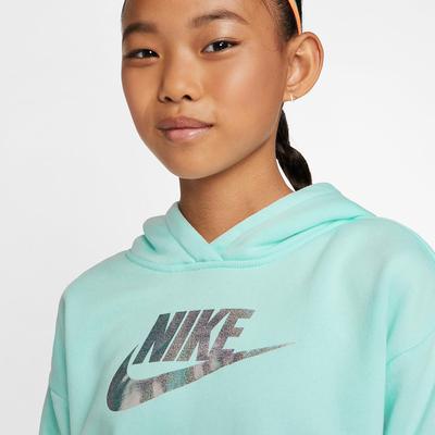 Nike Girls Sportswear Cropped Hoodie - Teal Tint - Tennisnuts.com