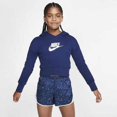 Nike Girls Sportswear Cropped Hoodie - Blue Void - main image