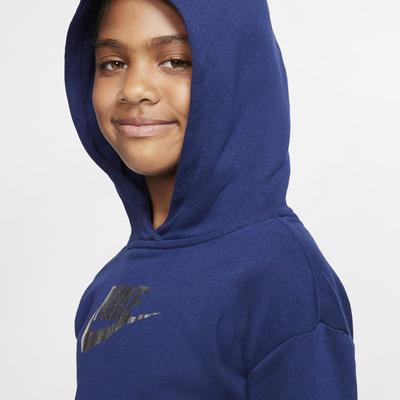 Nike Girls Sportswear Cropped Hoodie - Blue Void - main image