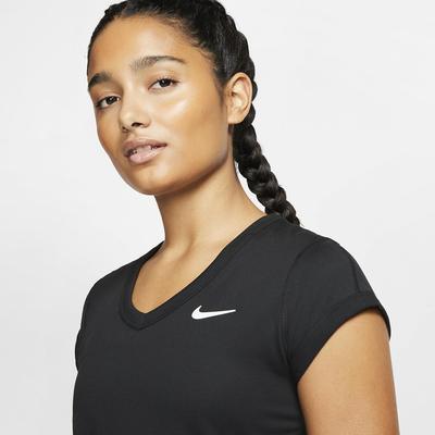 Nike Womens Dri-FIT Short-Sleeve Top - Black/White - main image