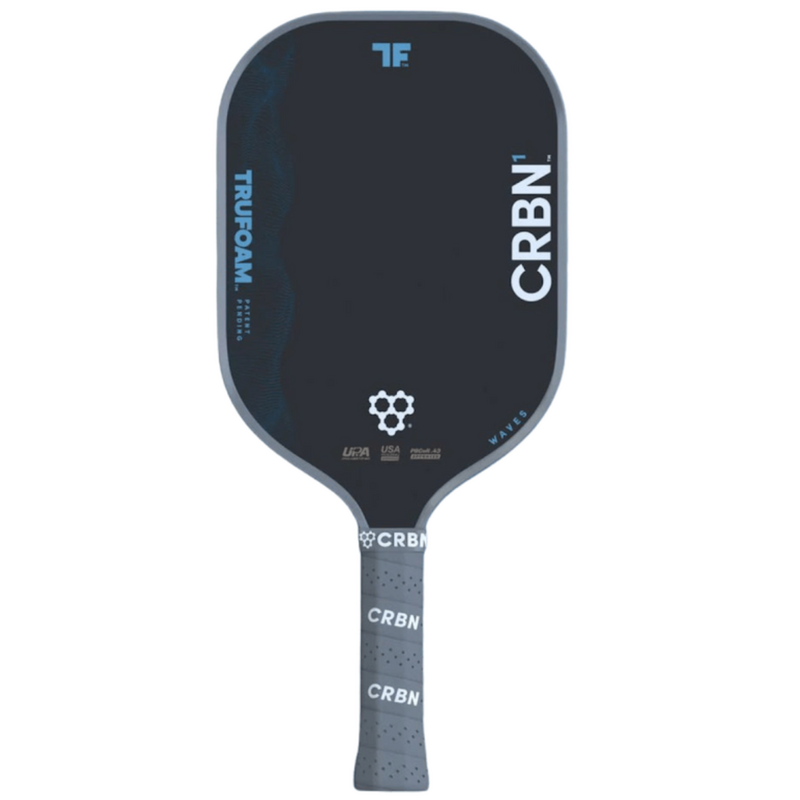 CRBN 1 TruFoam Waves 14mm (Elongated/Long Handle) Pickleball Paddle - Grey/Black - main image