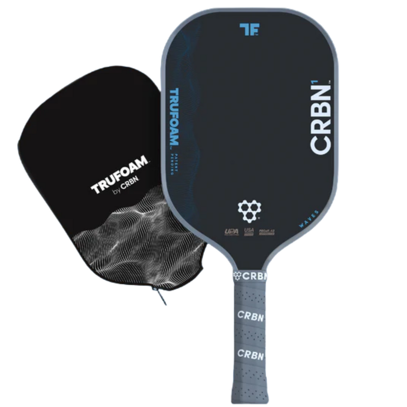 CRBN 1 TruFoam Waves 14mm (Elongated/Long Handle) Pickleball Paddle - Grey/Black - main image