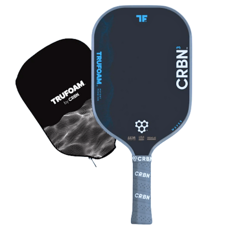 CRBN TruFoam Waves 14mm (Elongated/Long Handle) Pickleball Paddle - Grey/Black - main image