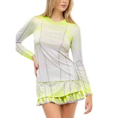 Lucky in Love Womens Pleat It Up Long Sleeve Top - Neon Yellow - main image