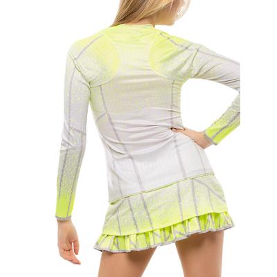 Lucky in Love Womens Pleat It Up Long Sleeve Top - Neon Yellow