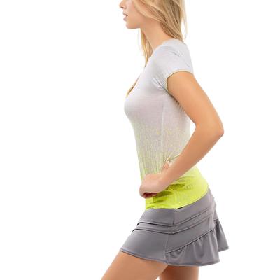 Lucky in Love Womens Turn Up The Pleat Short Sleeve Tee - Neon Yellow