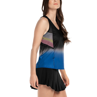 Lucky in Love Womens Glow Up Tank - Black/Electric Blue