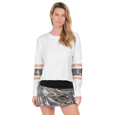 Lucky in Love Womens Metallic Long Sleeve Top - White - main image