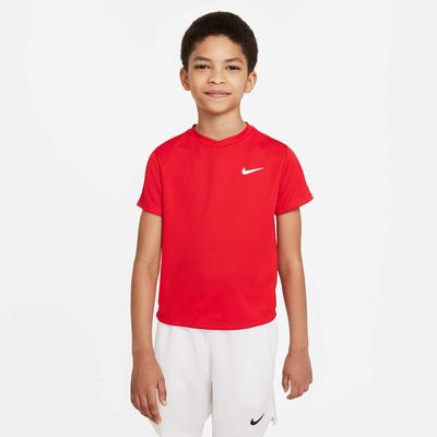 Nike Boys Dri-FIT Victory Short-Sleeve Tennis Top - University Red