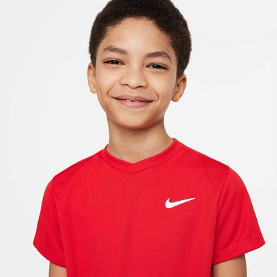 Nike Boys Dri-FIT Victory Short-Sleeve Tennis Top - University Red