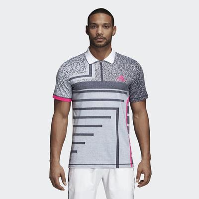 Adidas Mens Rule #9 Seasonal Polo - White/Shock Pink - main image