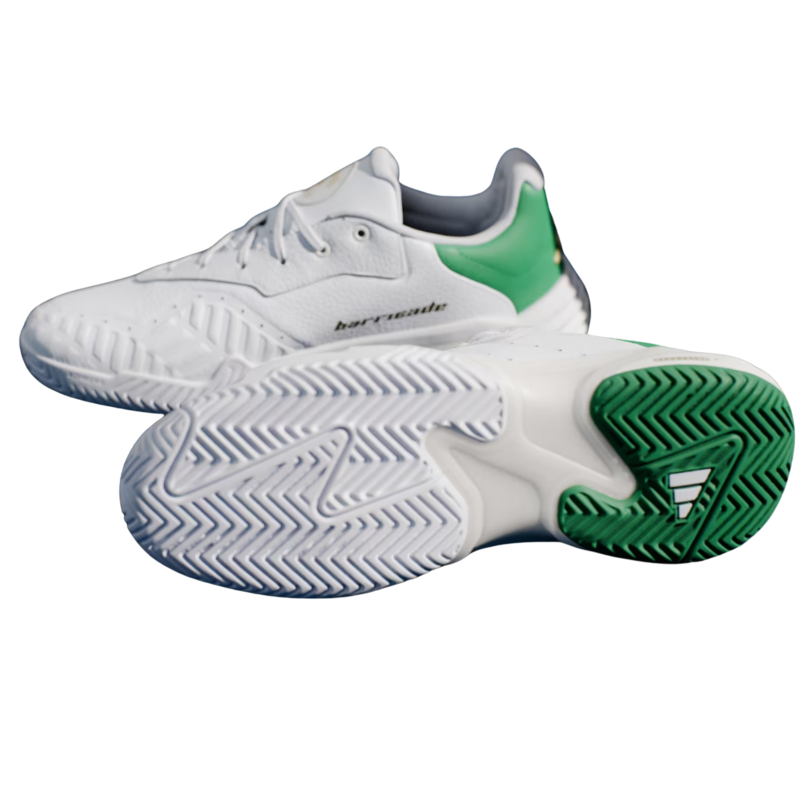 Adidas Mens Barricade 13 Leather Tennis Shoes - White/Green - main image