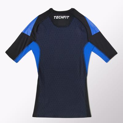Adidas Mens Techfit Cool Short Sleeve Top - Black/Blue Beauty - main image