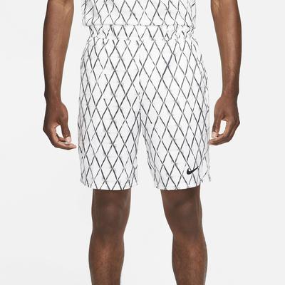 Nike Mens 9 Inch Printed Tennis Shorts - White/Black - main image