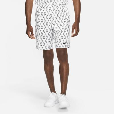 Nike Mens 9 Inch Printed Tennis Shorts - White/Black - main image
