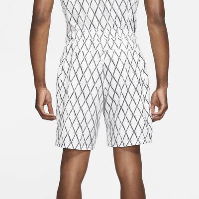 Nike Mens 9 Inch Printed Tennis Shorts - White/Black - main image