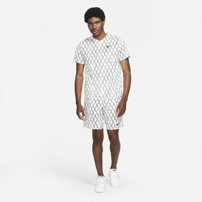 Nike Mens 9 Inch Printed Tennis Shorts - White/Black - main image