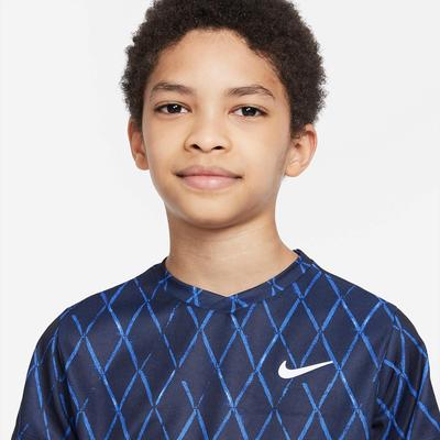 Nike Boys Printed Tennis Top - Obsidian/White