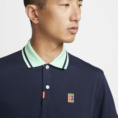 Nike Mens Slim-Fit Polo - Obsidian/Mint Foam - main image