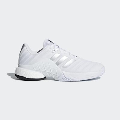 Adidas Mens Barricade Boost 2018 Tennis Shoes - White/Silver