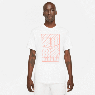 Nike Mens NikeCourt Tennis T-Shirt - White/Bright Mango - main image