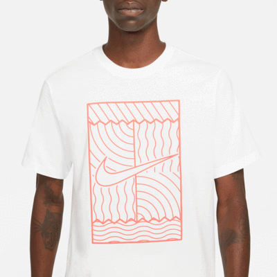 Nike Mens NikeCourt Tennis T-Shirt - White/Bright Mango - main image