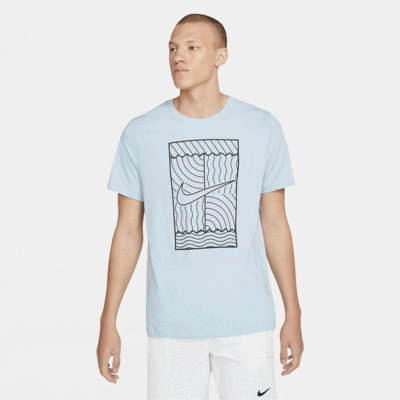 Nike Mens NikeCourt Tennis T-Shirt - Light Blue/Black