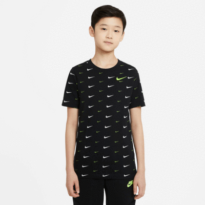 Nike Boys Sportswear T-Shirt - Black/White/Green - main image