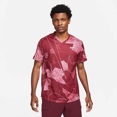 Nike Mens Dri-FIT Victory Printed Top - Pomegranate/White - main image